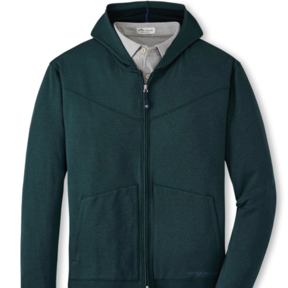 PETER MILLAR Men's Large Beaumont Performance Full-Zip Hoodie Green MSRP $165